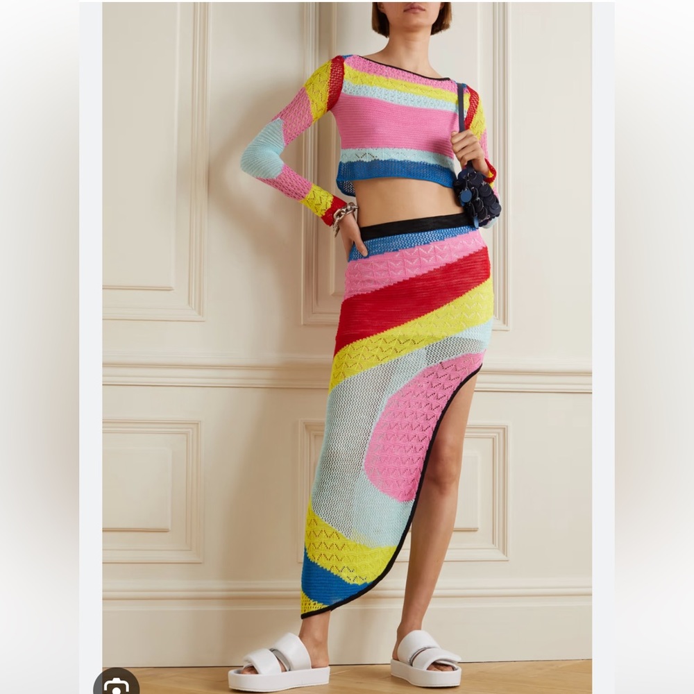 Staud Multicolor Knit asymmetrical Skirt